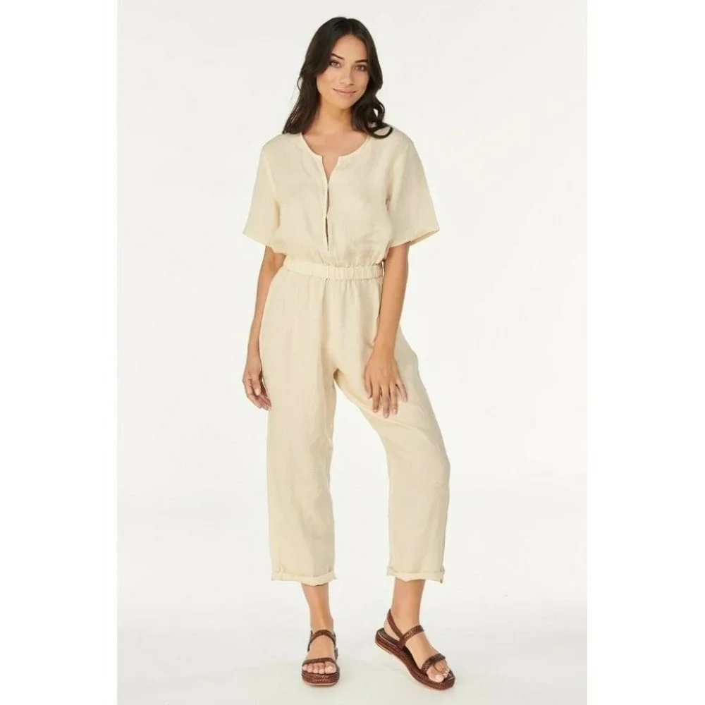 Tigerlily BNWT 100% Linen Ess Zuzela Women's Jumpsuit Size 12 RRP $250 - Picture 1 of 12